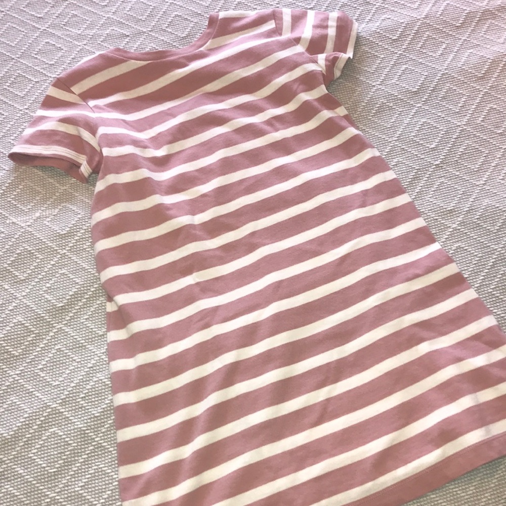 Pink and white striped t-shirt dress